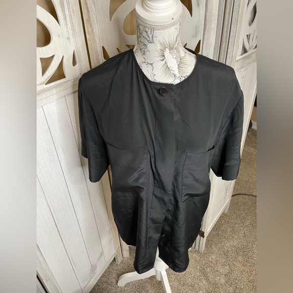 Vintage Christian Dior Chemises Classic Black Short Sleeve Silky Size 10 Medium - Picture 1 of 5